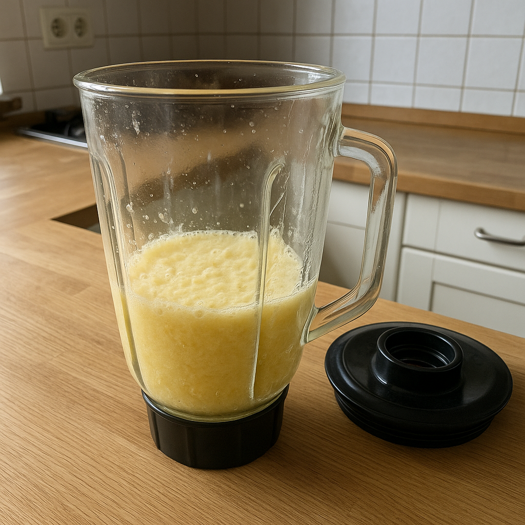 Mixbecher mit fein gemixter Ingwer-Zitrus-Masse